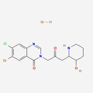 molecular formula C16H18Br2ClN3O3 B1669546 4(3H)-Quinazolinone, 6-bromo-7-chloro-3-(3-(3-hydroxy-2-piperidinyl)-2-oxopropyl)-, monohydrobromide CAS No. 17518-97-7