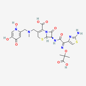 molecular formula C24H27N7O10S2 B1669548 (6R,7R)-7-[[(2E)-2-(2-Amino-1,3-thiazol-4-yl)-2-(2-carboxypropan-2-yloxyimino)acetyl]amino]-3-[[(1,5-dihydroxy-4-oxopyridin-2-yl)methyl-methylamino]methyl]-8-oxo-5-thia-1-azabicyclo[4.2.0]oct-2-ene-2-carboxylic acid CAS No. 141562-38-1