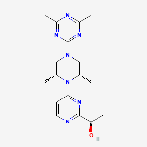 molecular formula C17H25N7O B1669550 (1R)-1-(4-((2R,6S)-4-(4,6-Dimethyl-1,3,5-triazin-2-yl)-2,6-dimethylpiperazin-1-yl)pyrimidin-2-yl)ethanol CAS No. 300551-49-9