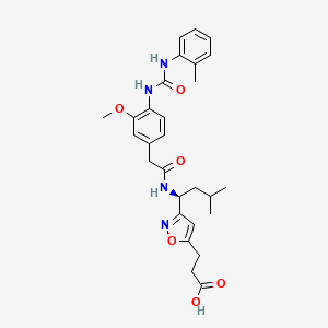 molecular formula C28H34N4O6 B1669552 5-Isoxazolepropanoic acid, 3-((1S)-1-(((3-methoxy-4-((((2-methylphenyl)amino)carbonyl)amino)phenyl)acetyl)amino)-3-methylbutyl)- CAS No. 379692-00-9