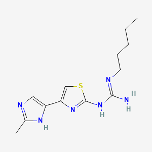molecular formula C13H20N6S B1669554 Guanidine, N-(4-(2-methyl-1H-imidazol-4-yl)-2-thiazolyl)-N'-pentyl- CAS No. 101189-47-3