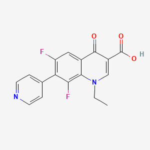 molecular formula C17H12F2N2O3 B1669555 3-Quinolinecarboxylic acid, 1,4-dihydro-6,8-difluoro-1-ethyl-4-oxo-7-(4-pyridinyl)- CAS No. 100325-51-7