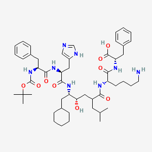 (2S)-2-[[(2S)-6-amino-2-[[(4S,5S)-6-cyclohexyl-4-hydroxy-5-[[(2S)-3-(1H-imidazol-5-yl)-2-[[(2S)-2-[(2-methylpropan-2-yl)oxycarbonylamino]-3-phenylpropanoyl]amino]propanoyl]amino]-2-(2-methylpropyl)hexanoyl]amino]hexanoyl]amino]-3-phenylpropanoic acid