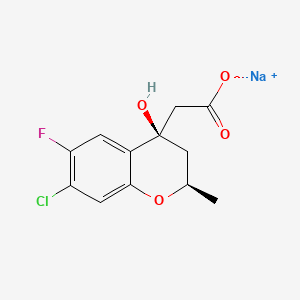 molecular formula C12H11ClFNaO4 B1669565 sodium;2-[(2R,4R)-7-chloro-6-fluoro-4-hydroxy-2-methyl-2,3-dihydrochromen-4-yl]acetate CAS No. 111477-48-6