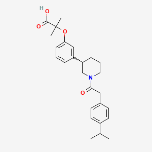2-methyl-2-[3-[(3S)-1-[2-(4-propan-2-ylphenyl)acetyl]piperidin-3-yl]phenoxy]propanoic acid