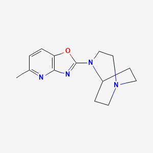 molecular formula C14H18N4O B1669569 1,4-Diazabicyclo(3.2.2)nonane, 4-(5-methyloxazolo(4,5-b)pyridin-2-yl)- CAS No. 439608-12-5