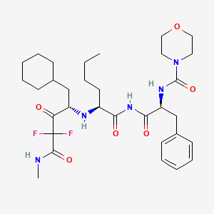molecular formula C32H47F2N5O6 B1669570 L-Norleucinamide, N-(4-morpholinylcarbonyl)-L-phenylalanyl-N-(1-(cyclohexylmethyl)-3,3-difluoro-4-(methylamino)-2,4-dioxobutyl)-, (S)- CAS No. 121584-61-0