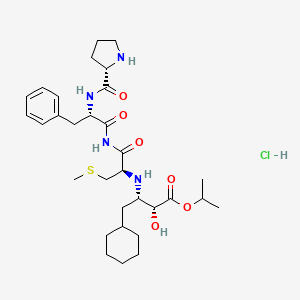 molecular formula C31H49ClN4O6S B1669572 Isopropyl-4-cyclohexyl-2-hydroxy-3-((propyl-L-phenylalanyl-5-methyl-L-cysteinyl)amino)butanoate hydrochloride CAS No. 119625-53-5