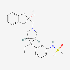 molecular formula C24H30N2O3S B1669574 Methanesulfonamide, N-(3-(3-((2,3-dihydro-2-hydroxy-1H-inden-2-yl)methyl)-6-ethyl-3-azabicyclo(3.1.0)hex-6-yl)phenyl)- CAS No. 519052-02-9