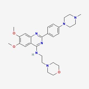 molecular formula C27H36N6O3 B1669584 6,7-diMethoxy-2-(4-(4-Methylpiperazin-1-yl)phenyl)-N-(2-Morpholinoethyl)quinazolin-4-aMine CAS No. 1093135-60-4