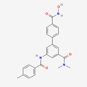 molecular formula C24H23N3O4 B1669599 5-(4-Methyl-benzoylamino)-biphenyl-3,4'-dicarboxylic acid 3-dimethylamide-4'-hydroxyamide CAS No. 579511-43-6