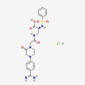 molecular formula C22H27ClN6O6S B1669622 L-Alanine, 3-(((4-(4-(aminoiminomethyl)phenyl)-2-oxo-1-piperazinyl)acetyl)amino)-N-(phenylsulfonyl)-, monohydrochloride CAS No. 256385-24-7