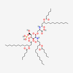 molecular formula C69H127N2O19P B1669638 Hexanoic acid, (1R)-1-(2-(((1S)-1-carboxy-2-((2-deoxy-3-O-((3R)-1-oxo-3-((1-oxohexyl)oxy)tetradecyl)-2-(((3R)-1-oxo-3-((1-oxohexyl)oxy)tetradecyl)amino)-4-O-phosphono-beta-D-glucopyranosyl)oxy)ethyl)amino)-2-oxoethyl)dodecyl ester CAS No. 245515-64-4