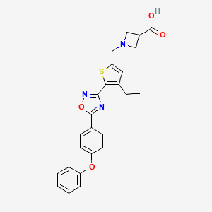 molecular formula C25H23N3O4S B1669643 1-[[4-Ethyl-5-[5-(4-phenoxyphenyl)-1,2,4-oxadiazol-3-yl]-2-thienyl]methyl]-3-azetidinecarboxylic acid CAS No. 913827-99-3