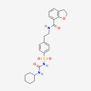 molecular formula C24H29N3O5S B1669646 N-(4-(2-(2,3-Dihydrobenzo(b)furan-7-carboxamido)ethyl)benzenesulfonyl)-N'-cyclohexylurea CAS No. 41177-35-9