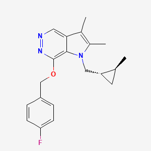 molecular formula C20H22FN3O B1669647 7-(4-Fluorobenzyloxy)-2,3-dimethyl-1-[(1S,2S)-2-methylcyclopropylmethyl]pyrrolo[2,3-d]pyridazine CAS No. 313272-12-7