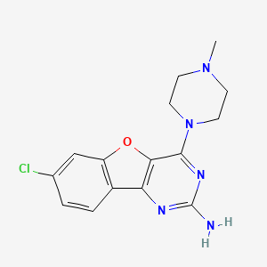 molecular formula C15H16ClN5O B1669702 7-Chloro-4-(4-methyl-1-piperazinyl)benzofuro[3,2-d]pyrimidin-2-amine CAS No. 1035226-29-9