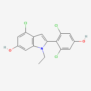 molecular formula C16H12Cl3NO2 B1669705 Indol-6-OL, 4-chloro-2-(2,6-dichloro-4-hydroxyphenyl)-1-ethyl- CAS No. 83364-03-8