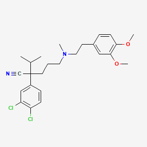 molecular formula C25H32Cl2N2O2 B1669713 2-(3,4-Dichlorophenyl)-5-[2-(3,4-dimethoxyphenyl)ethyl-methylamino]-2-propan-2-ylpentanenitrile CAS No. 16740-29-7