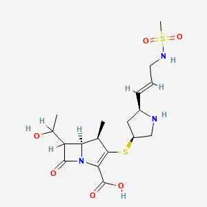 molecular formula C18H27N3O6S2 B1669725 (4R,5S)-6-(1-hydroxyethyl)-3-[(3S,5S)-5-[(E)-3-(methanesulfonamido)prop-1-enyl]pyrrolidin-3-yl]sulfanyl-4-methyl-7-oxo-1-azabicyclo[3.2.0]hept-2-ene-2-carboxylic acid CAS No. 169285-98-7