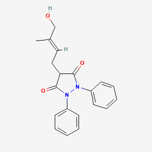 molecular formula C20H20N2O3 B1669727 3,5-Pyrazolidinedione, 4-(4-hydroxy-3-methyl-2-butenyl)-1,2-diphenyl- CAS No. 77165-71-0