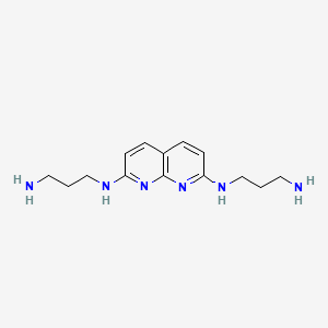 molecular formula C14H22N6 B1669796 2,7-Bis[(3-aminopropyl)amino]-1,8-naphthyridine CAS No. 761401-89-2