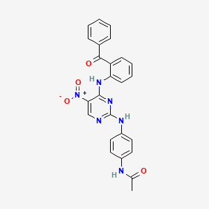 B1669811 2-[4-Acetamidylphenylamino]-4-[2-benzoylphenylamino]-5-nitropyrimidine hydrochloride CAS No. 794466-17-4