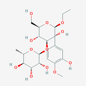 (2S,3R,4R,5R,6S)-2-[(2R,3R,4S,5R,6R)-2-ethoxy-3,5-dihydroxy-3-(3-hydroxy-4-methoxyphenyl)-6-(hydroxymethyl)oxan-4-yl]oxy-6-methyloxane-3,4,5-triol