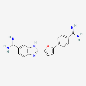 molecular formula C19H16N6O B1669853 2-(5-{4-[amino(Imino)methyl]phenyl}-2-Furyl)-1h-Benzimidazole-5-Carboximidamide CAS No. 216308-19-9