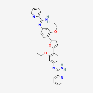 molecular formula C34H34N6O3 B1669854 N'-[4-[5-[4-[[Amino(pyridin-2-yl)methylidene]amino]-2-propan-2-yloxyphenyl]furan-2-yl]-3-propan-2-yloxyphenyl]pyridine-2-carboximidamide CAS No. 423165-22-4