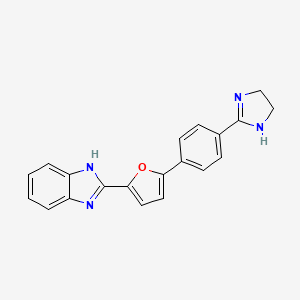 molecular formula C20H16N4O B1669855 2-[5-[4-(4,5-dihydro-1H-imidazol-2-yl)phenyl]-2-furyl]-1H-benzimidazole CAS No. 1451058-50-6