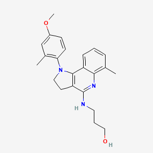 molecular formula C23H27N3O2 B1669863 1-Propanol, 3-((2,3-dihydro-1-(4-methoxy-2-methylphenyl)-6-methyl-1H-pyrrolo(3,2-C)quinolin-4-yl)amino)- CAS No. 331686-58-9