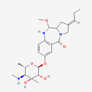 molecular formula C24H35N3O6 B1669871 5H-Pyrrolo(2,1-c)(1,4)benzodiazepin-5-one, 1,2,3,10,11,11a-hexahydro-7-((4,6-dideoxy-3-C-methyl-4-(methylamino)-alpha-L-mannopyranosyl)oxy)-11-methoxy-2-propylidene- CAS No. 115722-50-4