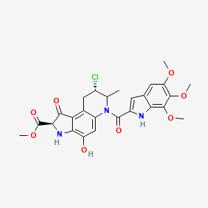 1H-Pyrrolo(3,2-f)quinoline-2-carboxylic acid, 8-chloro-2,3,6,7,8,9-hexahydro-4-hydroxy-2-methyl-oxo-6-((5,6,7-trimethoxy-1H-indol-2-yl)carbonyl)-, methyl ester