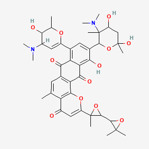 10-[3-(dimethylamino)-4,6-dihydroxy-3,6-dimethyloxan-2-yl]-8-[4-(dimethylamino)-3-hydroxy-2-methyl-3,4-dihydro-2H-pyran-6-yl]-2-[3-(3,3-dimethyloxiran-2-yl)-2-methyloxiran-2-yl]-11-hydroxy-5-methylnaphtho[2,3-h]chromene-4,7,12-trione