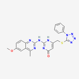 molecular formula C22H19N9O2S B1669886 2-[(6-methoxy-4-methylquinazolin-2-yl)amino]-6-[(1-phenyltetrazol-5-yl)sulfanylmethyl]-1H-pyrimidin-4-one CAS No. 669749-45-5