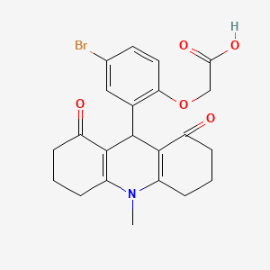 molecular formula C22H22BrNO5 B1669895 2-[4-bromo-2-(10-methyl-1,8-dioxo-3,4,5,6,7,9-hexahydro-2H-acridin-9-yl)phenoxy]acetic acid CAS No. 713099-37-7