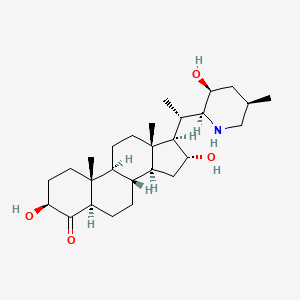 molecular formula C27H45NO4 B1669945 (3S,5R,8R,9S,10R,13S,14S,16R,17R)-3,16-dihydroxy-17-[(1S)-1-[(2S,3S,5R)-3-hydroxy-5-methylpiperidin-2-yl]ethyl]-10,13-dimethyl-1,2,3,5,6,7,8,9,11,12,14,15,16,17-tetradecahydrocyclopenta[a]phenanthren-4-one CAS No. 26520-60-5
