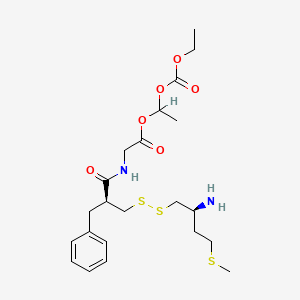 molecular formula C22H34N2O6S3 B1669973 2,4-Dioxa-11,12,17-trithia-7-azaoctadecanoic acid, 14-amino-3-methyl-5,8-dioxo-9-(phenylmethyl)-, ethyl ester, (9S,14S)- CAS No. 935481-06-4