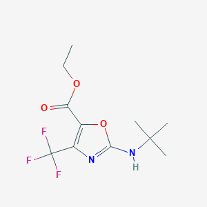 molecular formula C11H15F3N2O3 B166999 Ethyl 2-[(1,1-dimethylethyl)amino]-4-trifluoromethyl-5-oxazolecarboxylate CAS No. 135026-14-1