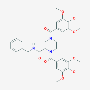 molecular formula C32H37N3O9 B167009 1,4-Bis(3,4,5-trimethoxybenzoyl)-N-(phenylmethyl)-2-piperazinecarboxamide CAS No. 129477-62-9