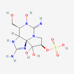 molecular formula C9H16N6O8S B1670099 [(3aS,4R,9R,10aS)-2,6-diamino-10,10-dihydroxy-4-(hydroxymethyl)-5-oxido-3a,4,8,9-tetrahydro-1H-pyrrolo[1,2-c]purin-5-ium-9-yl] hydrogen sulfate CAS No. 122075-86-9