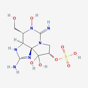 molecular formula C9H16N6O8S B1670100 [(3aS,4R,9S,10aS)-2-amino-5,10,10-trihydroxy-4-(hydroxymethyl)-6-imino-3a,4,8,9-tetrahydro-3H-pyrrolo[1,2-c]purin-9-yl] hydrogen sulfate CAS No. 122169-51-1