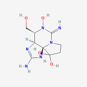 molecular formula C9H16N6O4 B1670101 1H,10H-Pyrrolo(1,2-c)purine-10,10-diol, 2-amino-3a,4,5,6,8,9-hexahydro-5-hydroxy-4-(hydroxymethyl)-6-imino-, (3aS,4R,10aS)- CAS No. 68683-58-9