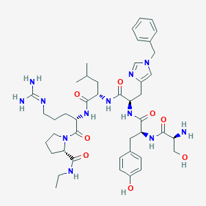 (2S)-1-[(2S)-2-[[(2S)-2-[[(2R)-2-[[(2S)-2-[[(2S)-2-Amino-3-hydroxypropanoyl]amino]-3-(4-hydroxyphenyl)propanoyl]amino]-3-(1-benzylimidazol-4-yl)propanoyl]amino]-4-methylpentanoyl]amino]-5-(diaminomethylideneamino)pentanoyl]-N-ethylpyrrolidine-2-carboxamide