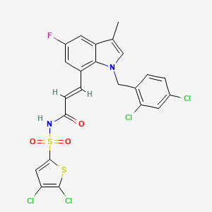 molecular formula C23H15Cl4FN2O3S2 B1670365 (E)-3-[1-[(2,4-dichlorophenyl)methyl]-5-fluoro-3-methylindol-7-yl]-N-(4,5-dichlorothiophen-2-yl)sulfonylprop-2-enamide CAS No. 861238-35-9