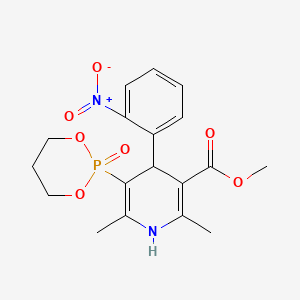 B1670373 Methyl 2,6-dimethyl-4-(2-nitrophenyl)-5-(2-oxo-1,3,2-dioxaphosphorinan-2-yl)-1,4-dihydropyridine-3-carboxylate CAS No. 102097-78-9