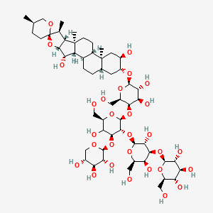 molecular formula C56H92O29 B1670571 beta-D-Galactopyranoside,3beta,5alpha,15beta,25R)-2,15-dihydroxyspirostan-3-yl O-beta-D-glucopyranosyl-(1.fwdarw.3)-O-beta-D-galactopyranosyl-(1.fwdarw.2)-O-[beta-D-xylopyranosyl-(1.fwdarw.3)]-O-beta-D-glucopyranosyl-(1.fwdarw.4)- CAS No. 11024-24-1