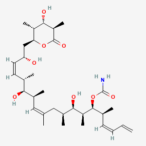 molecular formula C33H55NO8 B1670762 [(3Z,5S,6S,7S,8R,9S,11Z,13S,14S,15S,16Z,18S)-8,14,18-trihydroxy-19-[(2S,3R,4S,5R)-4-hydroxy-3,5-dimethyl-6-oxooxan-2-yl]-5,7,9,11,13,15-hexamethylnonadeca-1,3,11,16-tetraen-6-yl] carbamate CAS No. 127943-53-7