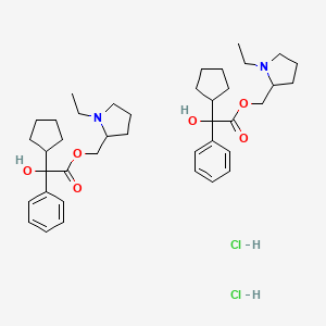 molecular formula C40H60Cl2N2O6 B1670786 (1-ethylpiperidin-3-yl) 2-cyclopentyl-2-hydroxy-2-phenylacetate;(1-ethylpyrrolidin-2-yl)methyl 2-cyclopentyl-2-hydroxy-2-phenylacetate;dihydrochloride CAS No. 8015-54-1